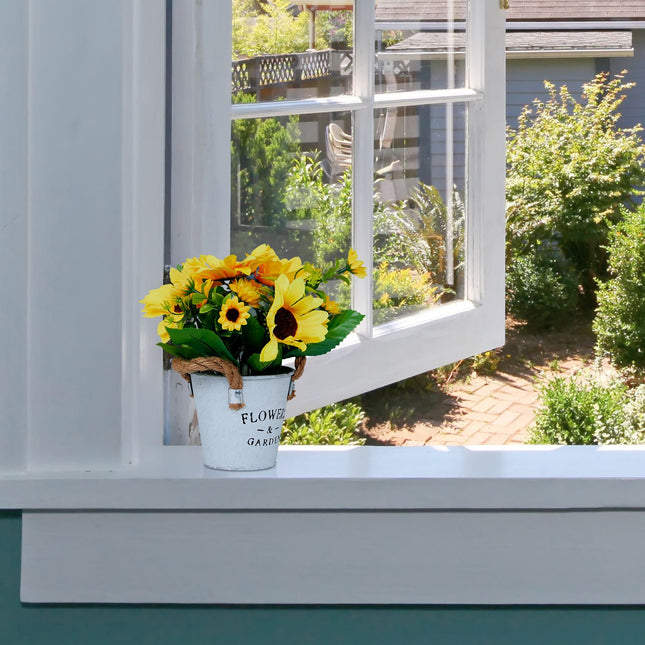 Kunstmatige zonnebloemen set van 3 - decoratieve potten
