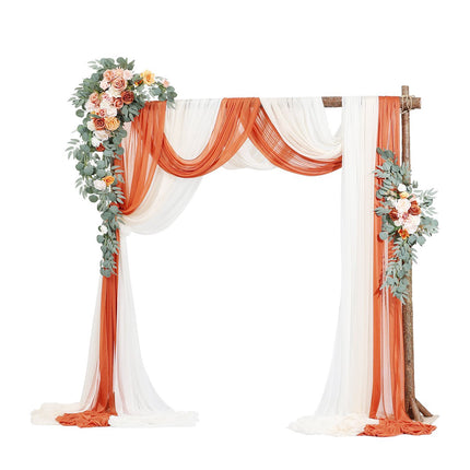 Artificial Wedding Arch Flowers, Orange 5-Piece Drapes Kit