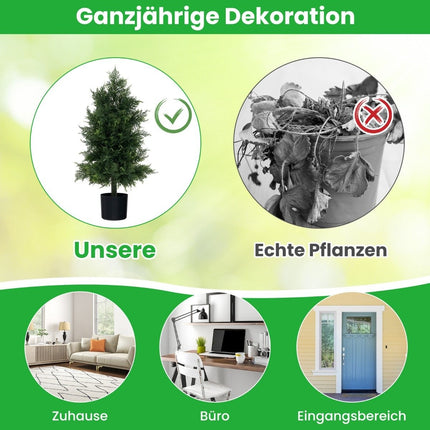 Artificial cedar topiary tree with pot & sun-resistant leaves pine tree