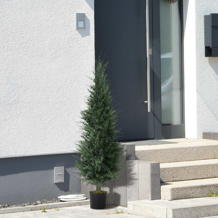 Artificial cypress plant, 638 plastic leaves, with pot, UV-resistant, green
