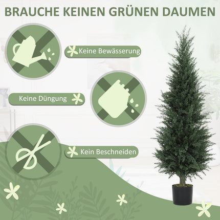 Artificial cypress plant, 638 plastic leaves, with pot, UV-resistant, green