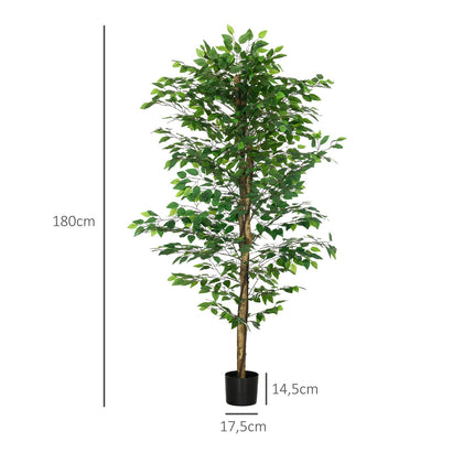 Artificial ficus tree with planting, 180 cm high potted plant