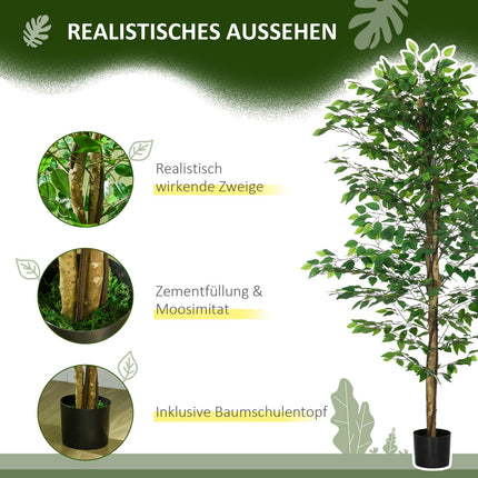 Artificial ficus tree with planting, 180 cm high potted plant