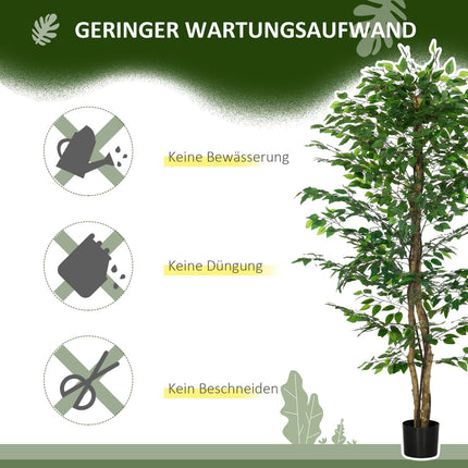 Artificial ficus tree with planting, 180 cm high potted plant