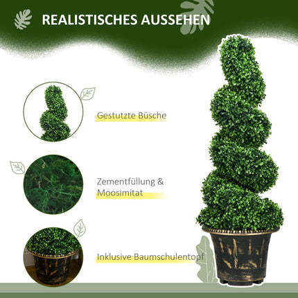 Artificial boxwood plant set, UV resistant, 90 cm