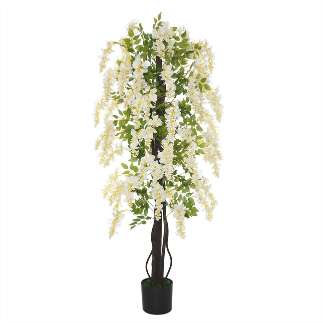 Artificial plant with white wisteria, 1.65 m high