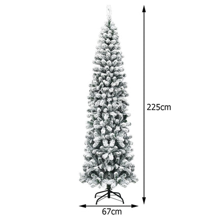 Artificial snow-covered Christmas tree with 461 branches measuring 225 cm