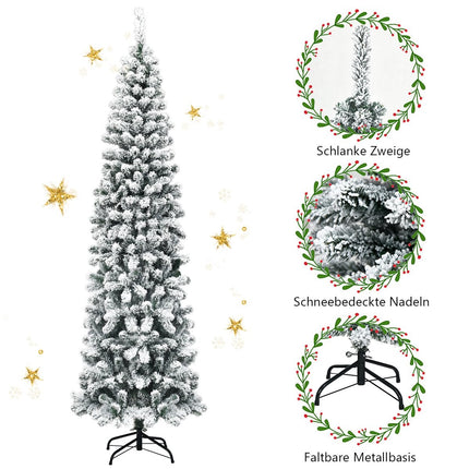 Artificial snow-covered Christmas tree with 461 branches measuring 225 cm