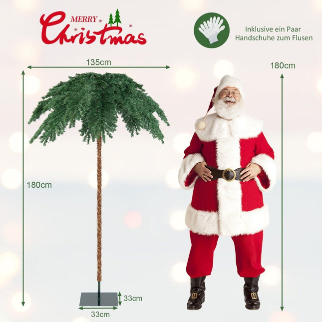 Artificial tropical Christmas palm with 250 warm white LED lights & 813 branch tips 180 cm