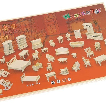 A set of wooden furniture for dolls 34 pcs.