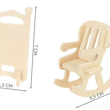 A set of wooden furniture for dolls 34 pcs.