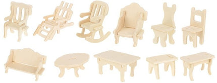 A set of wooden furniture for dolls 34 pcs.