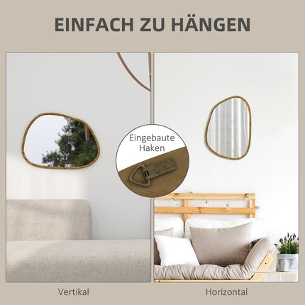 Asymmetric wall mirror, 70x50cm wooden frame, antioxidant