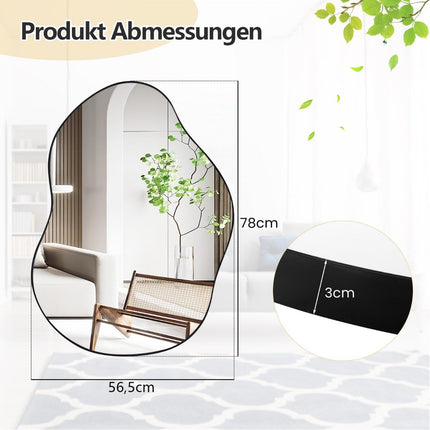 Asymmetrical Wall Mirror, 78x56.5 cm, Black, HD Reflection