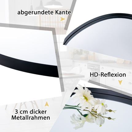 Asymmetrical Wall Mirror, 78x56.5 cm, Black, HD Reflection