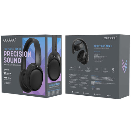 Audeeo Traverse Zen Wireless ANC Over-Ear Headphones, Bluetooth 6.0, Black