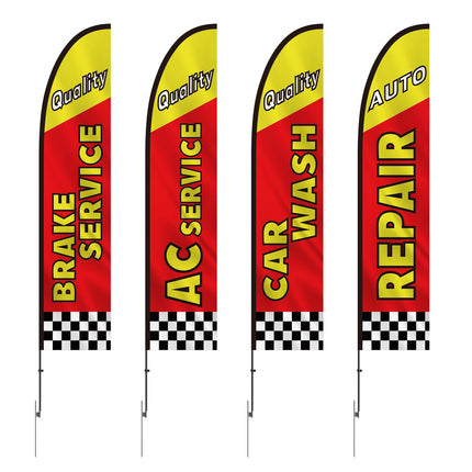 Auto Repair Feather Flag Kit, 16.3 Ft 4-Pack