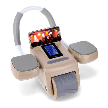 Automatic Abdominal Exercise Wheel, LCD Display, Brown