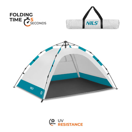 Automatic Beach Tent With UV Protection, 2-Entrance, Gray