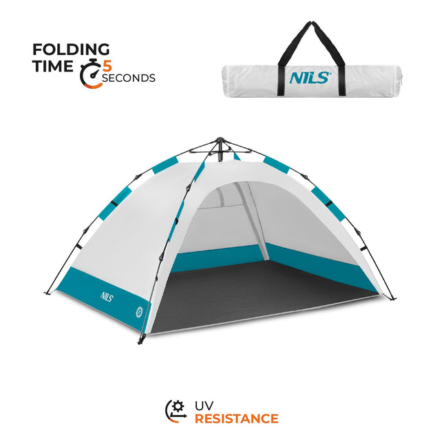 Automatic Beach Tent With UV Protection, 2-Entrance, Gray
