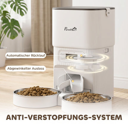 Automatic Cat Feeder, 4L Timer, 2 Stainless Bowls