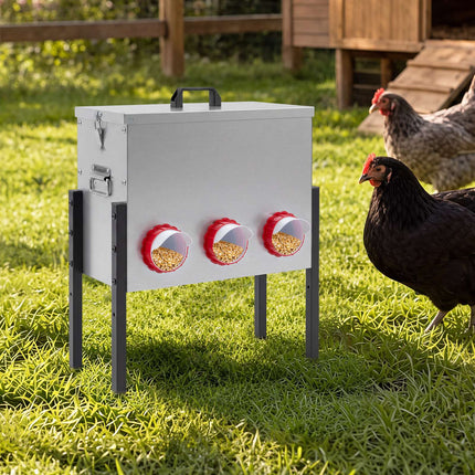 Automatic Chicken Feeder, 26L, 6 Openings, Adjustable Height