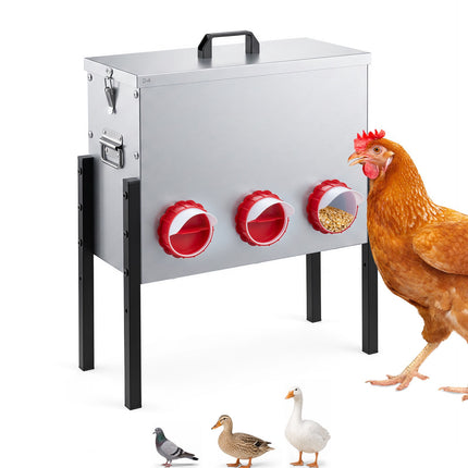 Automatic Chicken Feeder, 26L, 6 Openings, Adjustable Height