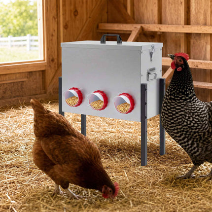 Automatic Chicken Feeder, 26L, 6 Openings, Adjustable Height