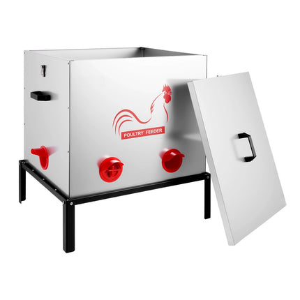 Automatic Chicken Feeder, 85 lb, 6-Port, No-Waste Metal
