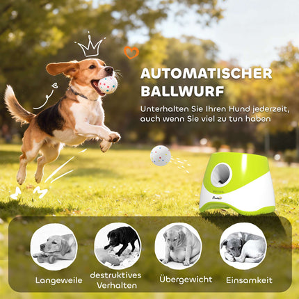 Automatic Dog Ball Launcher – 3 Distances, 3 Balls, Green