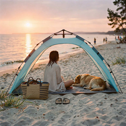Automatic Pop-Up Beach Tent, UV Protection, 2-Door