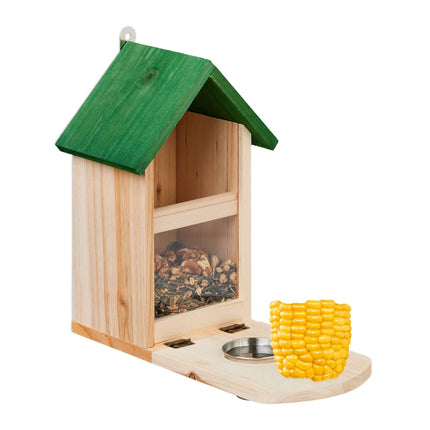 Automatic squirrel feeder with water bowl
