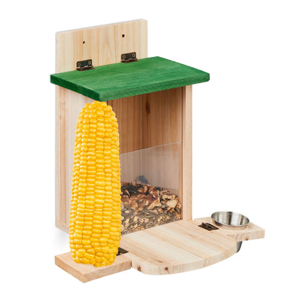 Automatic squirrel feeder with water trough