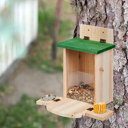 Automatic squirrel feeder with water trough