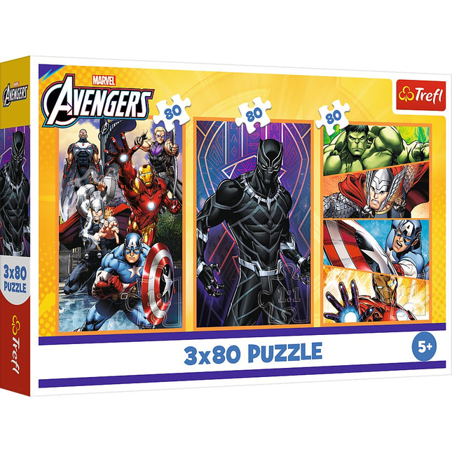 Avengers Puzzle Set, 3x80 Pieces for Action-Packed Fun