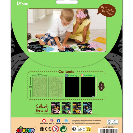 Avenir Scratch Set With Stencil: Dinos
