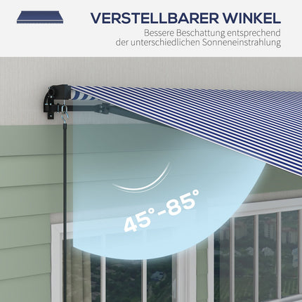 Wall-mounted balcony awning 4x3M, blue & white stripes