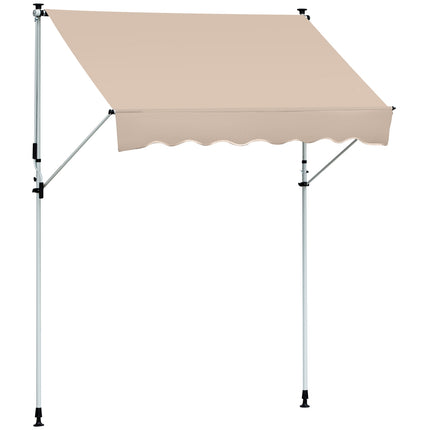 Folding aluminum awning with hand crank - Creamy white 2x1.2M