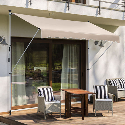 Folding aluminum awning with hand crank - Creamy white 2x1.2M
