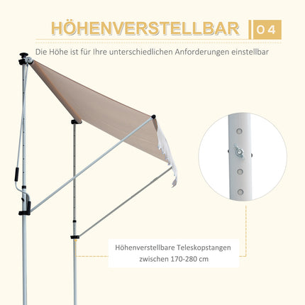 Folding aluminum awning with hand crank - Creamy white 2x1.2M