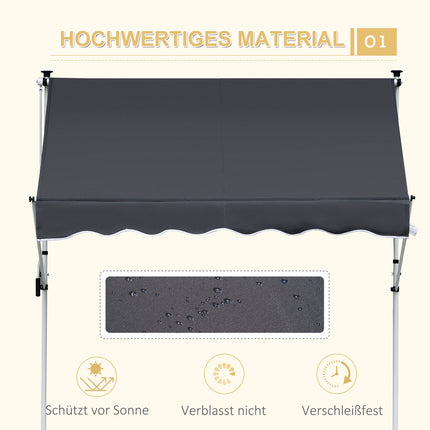 Folding aluminum Balcony awning, Sun protection, 2x1.2M, Grey