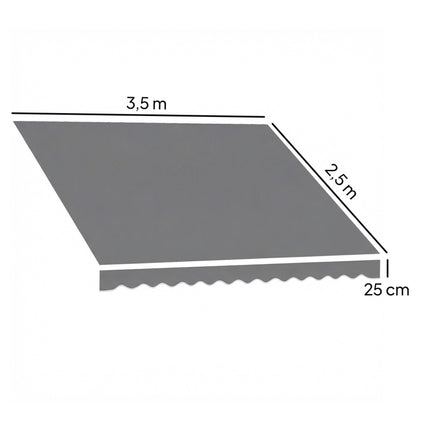 Awning Fabric Replacement, 3.37x2.5m, UPF 50+, Waterproof