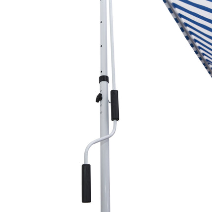 Adjustable folding arm awning, blue/white, 300x150cm