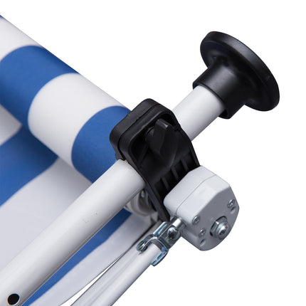 Adjustable folding arm awning, blue/white, 300x150cm