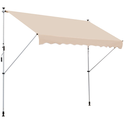 Adjustable folding arm awning in aluminium, 300 x 150 cm, Beige