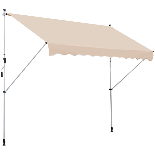 Adjustable folding arm awning in aluminium, 300 x 150 cm, Beige