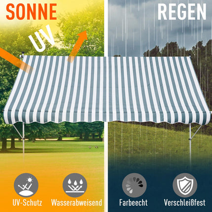 Adjustable folding awning, aluminum sun protection, 300x150 cm