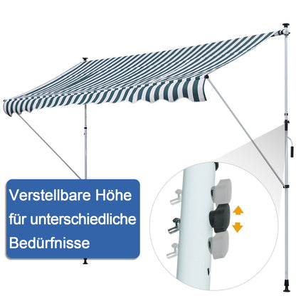 Adjustable folding awning, aluminum sun protection, 300x150 cm