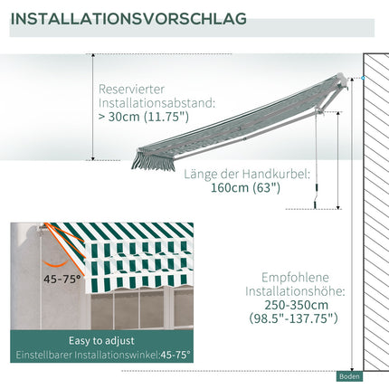 Balcony folding awning - 3x2.5M, Sun protection, Green/White