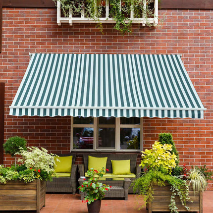 Balcony folding awning - 3x2.5M, Sun protection, Green/White